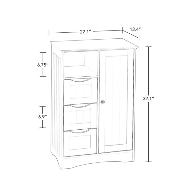 RiverRidge Home Ashland Slim Cabinet with Drawer - White