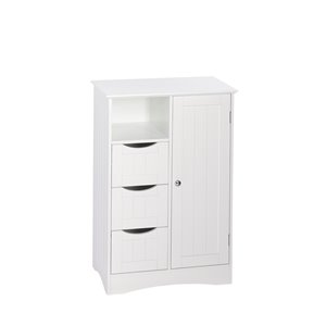 RiverRidge Home Ashland 1-Door/3-Drawer Floor Cabinet - MDF - 13.39-in x 22.05-in x 32.13-in - White