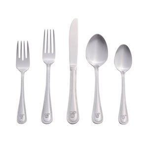 RiverRidge Home Beaded Pattern 46-Piece Monogrammed Flatware Set - Letter E - Stainless Steel
