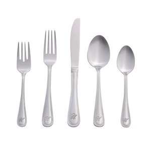 RiverRidge Home Beaded Pattern 46-Piece Monogrammed Flatware Set - Letter U - Stainless Steel