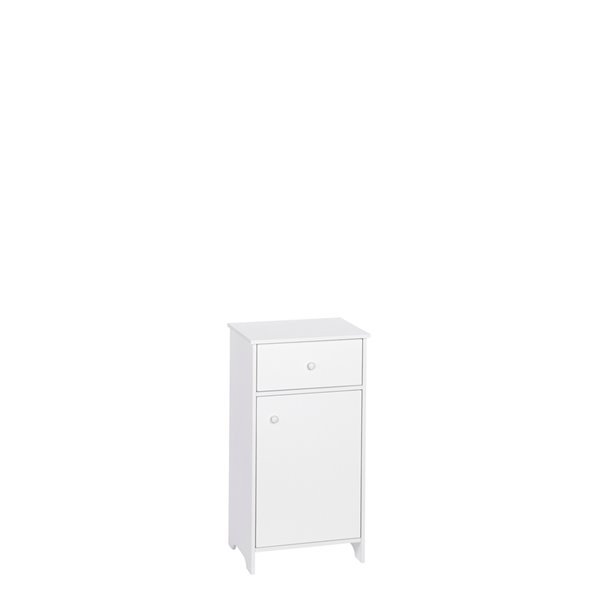 Medford Collection 15.75 in. W x 11.75 in. D 29.25 in. H Single Door Floor Cabinet with Drawer in White Medford Collection 15.75 in. W x 11.75 in. D 29.25 in. H Single Door Floor Cabinet with Drawer in White
