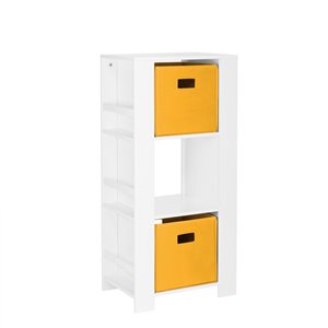 RiverRidge Home Book Nook Kids Cubby Storage Tower with Bookshelves - 17.38-in x 37-in - White/2 Yellow Bins