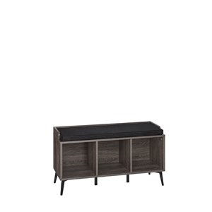 RiverRidge Home Woodbury Storage Bench with Cubbies - 13.38-in x 34.88-in x 19-in - Dark Weathered Wood Grain
