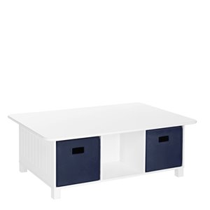 RiverRidge Home Kids 6-Cubby Storage Activity Table - 28-in x 40.13-in x 14.38-in - White/2 Navy Bins