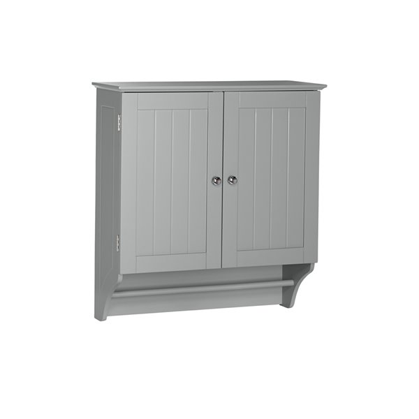 RiverRidge Home Ashland Two-Door Bathroom Wall Cabinet - 8.86-in x 23.82-in x 25.44-in - Grey