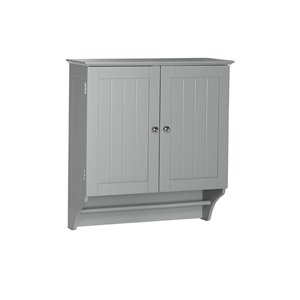 RiverRidge Home Ashland Two-Door Bathroom Wall Cabinet - 8.86-in x 23.82-in x 25.44-in - Grey