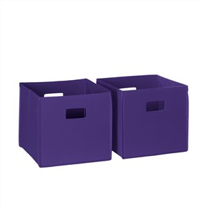 RiverRidge Home Folding Storage Bins - Fabric - 10.5-in x 10-in x 10.5-in - Dark Purple - 2-Pack