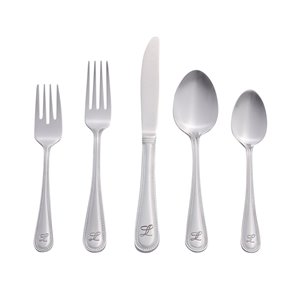 RiverRidge Home Beaded Pattern 46-Piece Monogrammed Flatware Set - Letter L - Stainless Steel