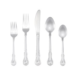 RiverRidge Home Bouquet Pattern 46-Piece Monogrammed Flatware Set - Letter E - Stainless Steel