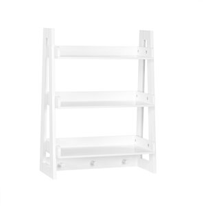 RiverRidge Home Kids Ladder Wall Shelf with Hooks - 8.5-in x 19.81-in x 26-in - White
