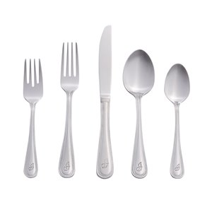 RiverRidge Home Beaded Pattern 46-Piece Monogrammed Flatware Set - Letter I - Stainless Steel