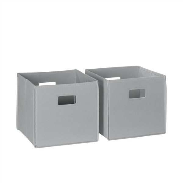 RiverRidge Home Folding Storage Bins - Fabric - 10.5-in x 10-in x 10.5-in - Grey - 2-Pack