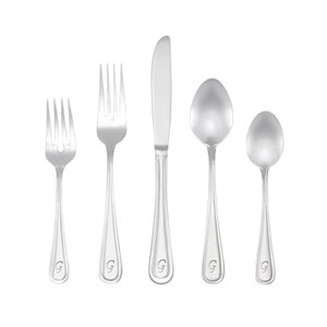 RiverRidge Home Marina Pattern 46-Piece Monogrammed Flatware Set - Letter G - Stainless Steel
