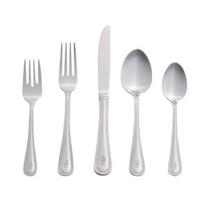 RiverRidge Home Beaded Pattern 46-Piece Monogrammed Flatware Set - Letter J - Stainless Steel