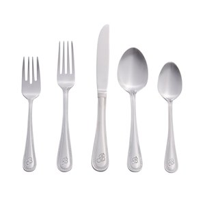 RiverRidge Home Beaded Pattern 46-Piece Monogrammed Flatware Set - Letter B - Stainless Steel
