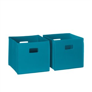 RiverRidge Home Folding Storage Bins - Fabric - 10.5-in x 10-in x 10.5-in - Turquoise - 2-Pack