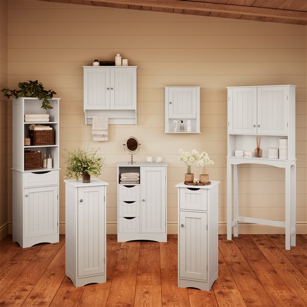 RiverRidge Home Ashland Bathroom Single-Door Wall Cabinet - 7.09-in x 16.54-in x 20.47-in - White