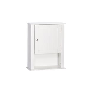 RiverRidge Home Ashland Bathroom Single-Door Wall Cabinet - 7.09-in x 16.54-in x 20.47-in - White