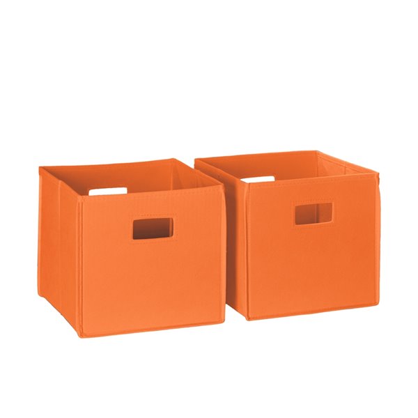 RiverRidge Home Folding Storage Bins - Fabric - 10.5-in x 10-in x 10.5-in - Orange - 2-Pack