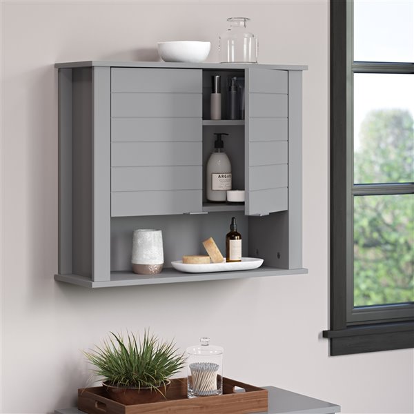 RiverRidge Home Madison Two-Door Wall Cabinet - 7.88-in x 22.88-in x 19.88-in - Grey