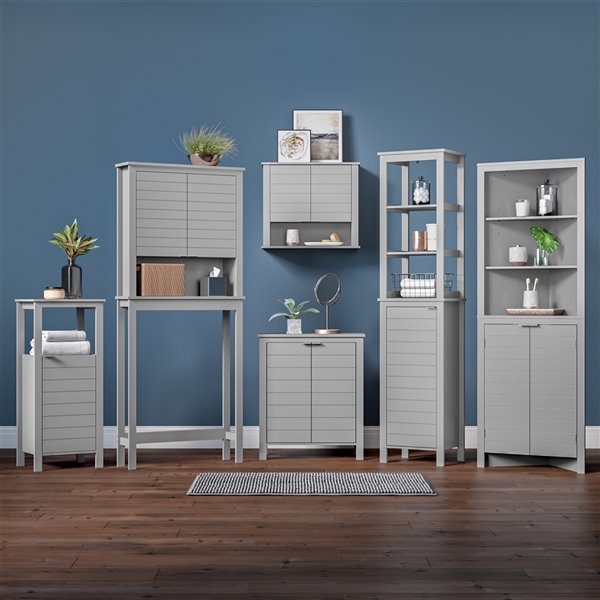 RiverRidge Home Madison Two-Door Wall Cabinet - 7.88-in x 22.88-in x 19.88-in - Grey