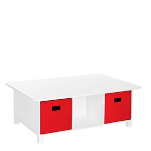 RiverRidge Home Kids 6-Cubby Storage Activity Table - 28-in x 40.13-in x 14.38-in - White/2 Red Bins