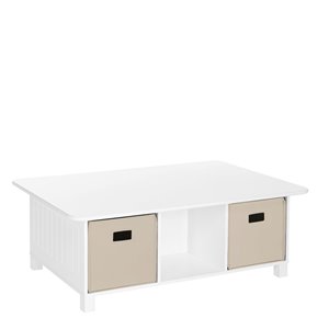 RiverRidge Home Kids 6-Cubby Storage Activity Table - 28-in x 40.13-in x 14.38-in - White/2 Taupe Bins