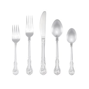 RiverRidge Home Bouquet Pattern 46-Piece Monogrammed Flatware Set - Letter D - Stainless Steel