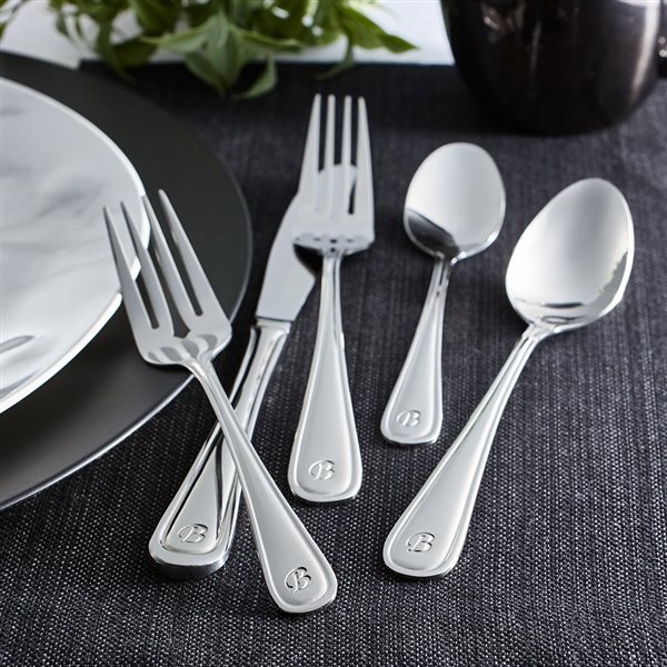 RiverRidge Home Marina Pattern 46-Piece Monogrammed Flatware Set - Letter L -  Stainless Steel
