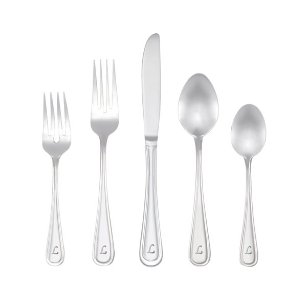 RiverRidge Home Marina Pattern 46-Piece Monogrammed Flatware Set - Letter L -  Stainless Steel