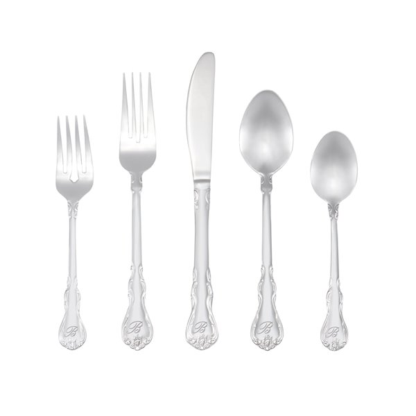 RiverRidge Home Bouquet Pattern 46-Piece Monogrammed Flatware Set - Letter B -  Stainless Steel