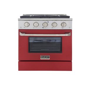 Cuisinière au gaz naturel KUCHT avec four à convection et porte rouge, 30 po