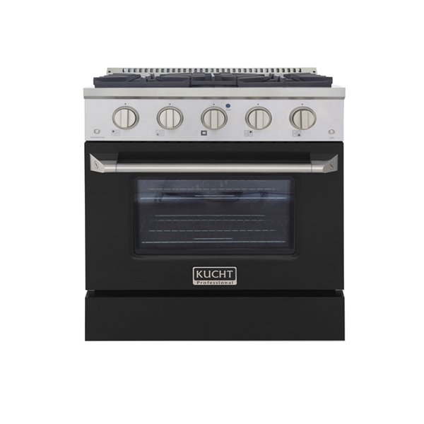 Cuisinière au gaz naturel KUCHT avec four à convection et portes noires, 30 po