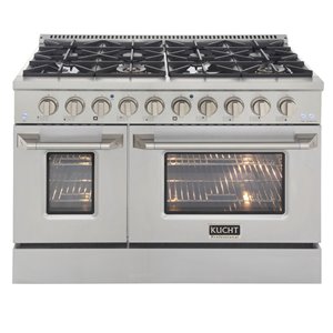 Cuisinière au gaz naturel de KUCHT 8 brûleurs four à convection acier inoxydable 48 po