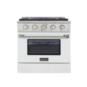 Cuisinière au gaz naturel KUCHT avec four à convection et porte blanche, 30 po