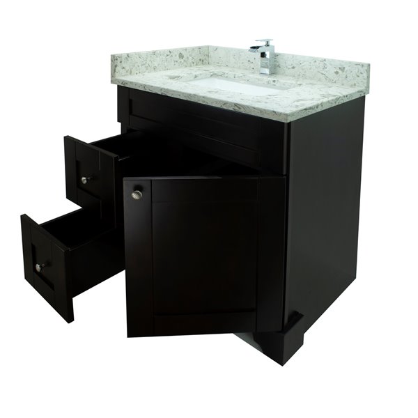 LUKX Bold Damian 31-in Espresso Single Sink Bathroom Vanity with Milky Way Quartz Top