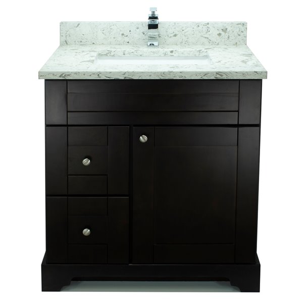 LUKX Bold Damian 31-in Espresso Single Sink Bathroom Vanity with Milky Way Quartz Top