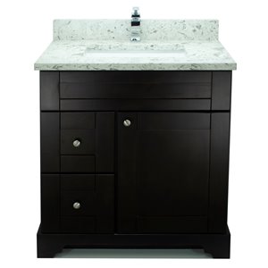 LUKX Bold Damian 31-in Espresso Single Sink Bathroom Vanity with Milky Way Quartz Top