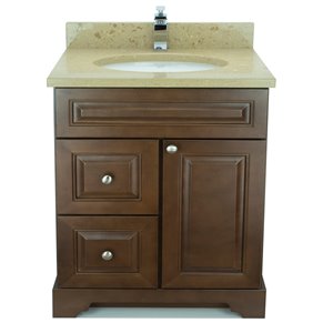 Lukx Bold Damian 30-in Brown Single Sink Bathroom Vanity with Brown Quartz Top