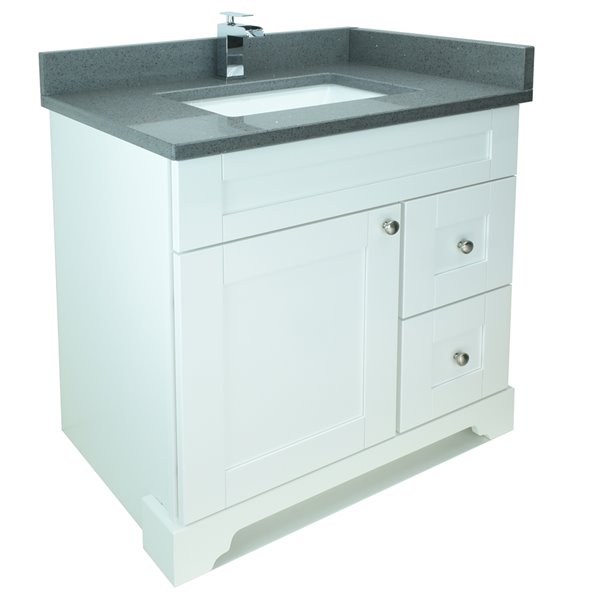 Lukx Bold Damian 36-in White Single Sink Bathroom Vanity With Crystal ...