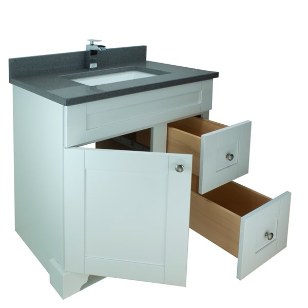 Lukx Bold Damian 36-in White Single Sink Bathroom Vanity With Crystal ...