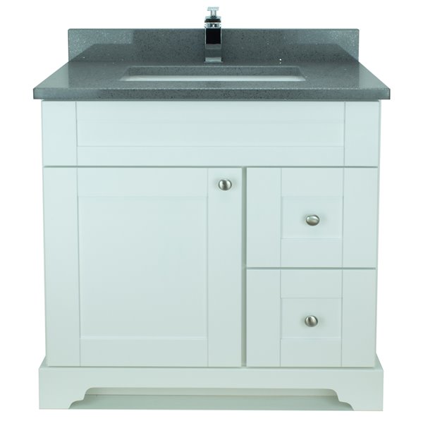 Lukx Bold Damian 36-in White Single Sink Bathroom Vanity With Crystal ...