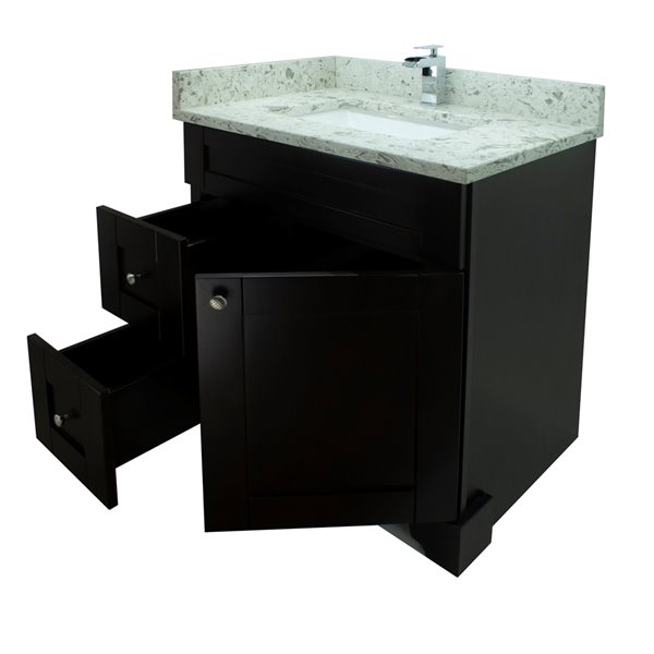 Meuble-lavabo simple Bold Damian de Lukx brun expresso de 36 po avec comptoir en quartz blanc