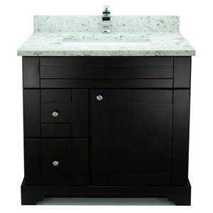 Lukx Bold Damian 36-in Espresso Single Sink Bathroom Vanity with White Quartz Top