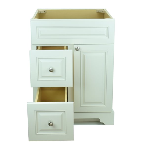 Lukx Bold Damian 24-in White Bathroom Vanity Cabinet and Left-Side Drawers