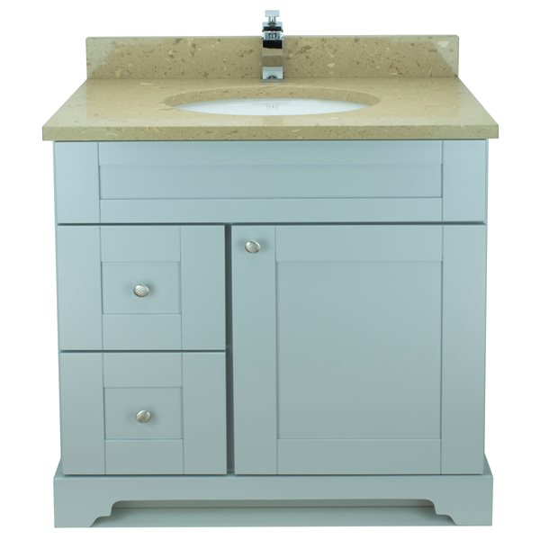 Lukx Bold Damian 36-in Grey Single Sink Bathroom Vanity with Royal Brown Quartz Top