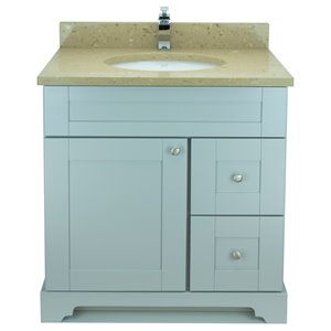 Meuble-lavabo simple gris de 30 po Bold Damian par Lukx avec comptoir brun royal en quartz