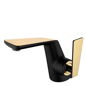 Robinet de lavabo à 1 poignée Kevin Splash de Lukx®, noir mat/or