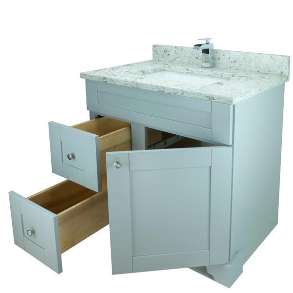 Lukx Bold Damian 36-in Grey Single Sink Bathroom Vanity with Milky Way Quartz Top