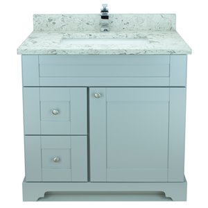 Lukx Bold Damian 36-in Grey Single Sink Bathroom Vanity with Milky Way Quartz Top